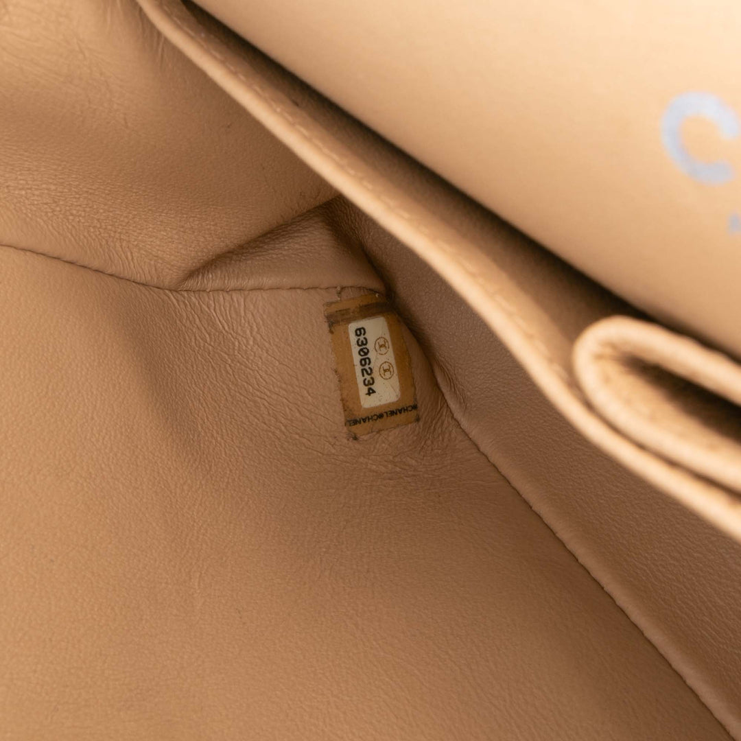Small Classic Lambskin Double Flap Brown - Gaby Paris