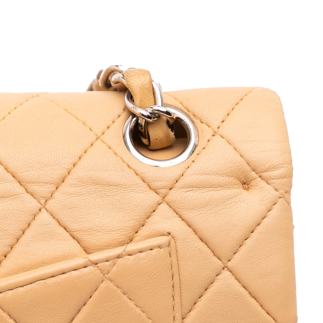 Small Classic Lambskin Double Flap Brown - Gaby Paris
