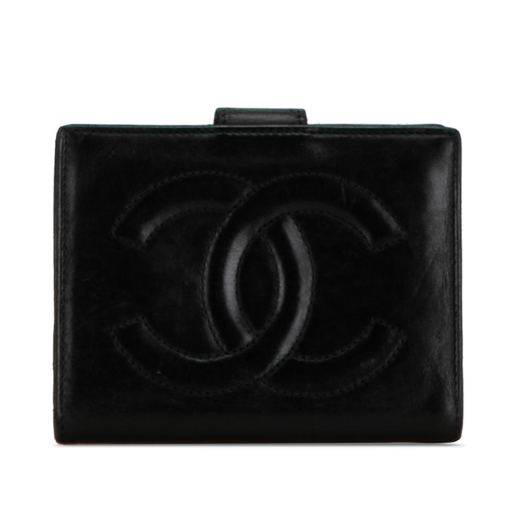 CC Lambskin Compact Wallet Black - Gaby Paris