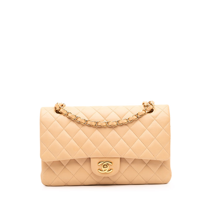 Medium Classic Lambskin Double Flap Brown - Gaby Paris