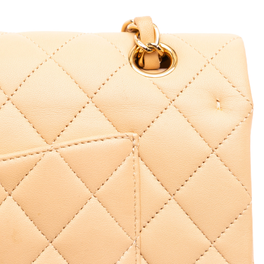 Medium Classic Lambskin Double Flap Brown - Gaby Paris