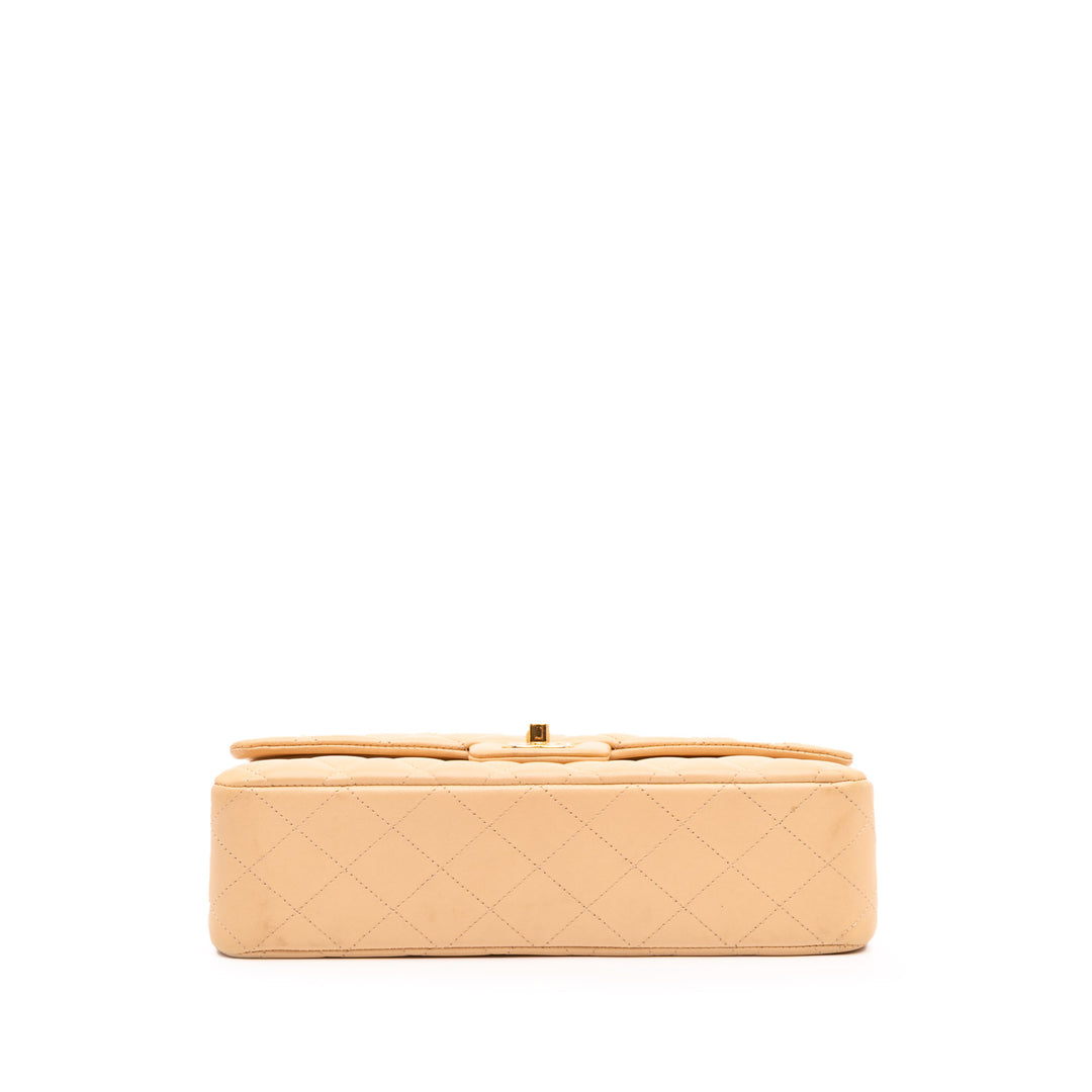 Medium Classic Lambskin Double Flap Brown - Gaby Paris