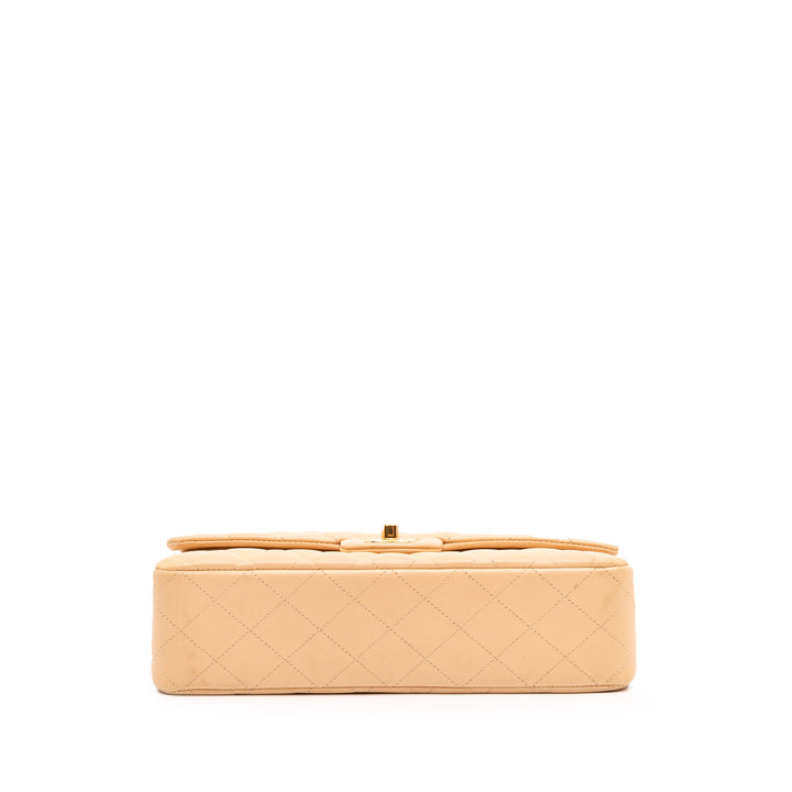 Medium Classic Lambskin Double Flap Brown - Gaby Paris