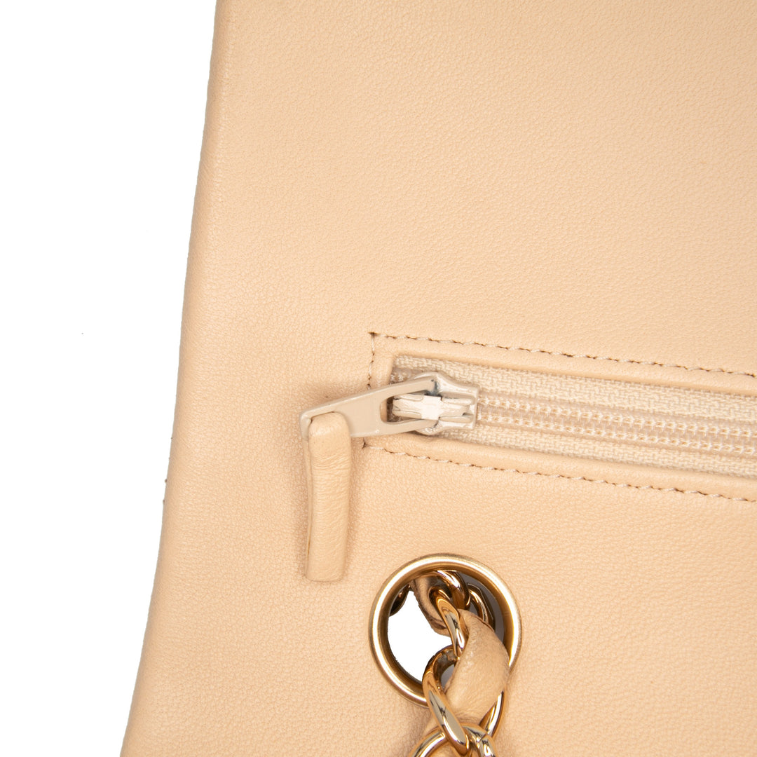Medium Classic Lambskin Double Flap Brown - Gaby Paris
