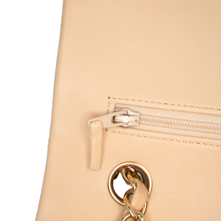 Medium Classic Lambskin Double Flap Brown - Gaby Paris
