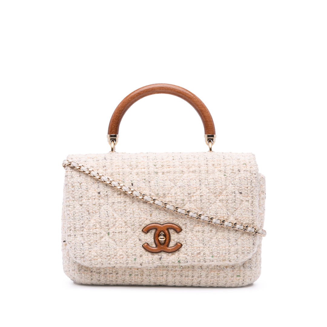 Tweed Knock on Wood Satchel White - Gaby Paris