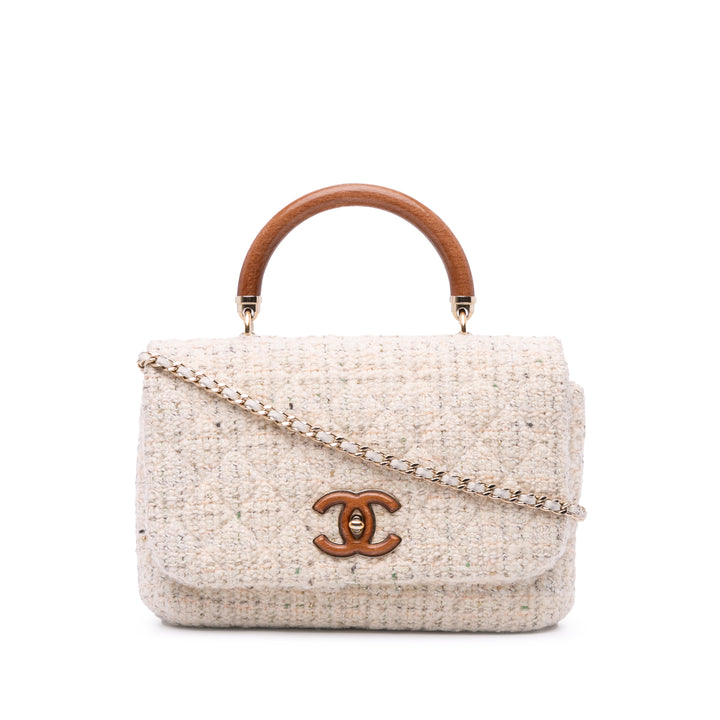 Tweed Knock on Wood Satchel White - Gaby Paris