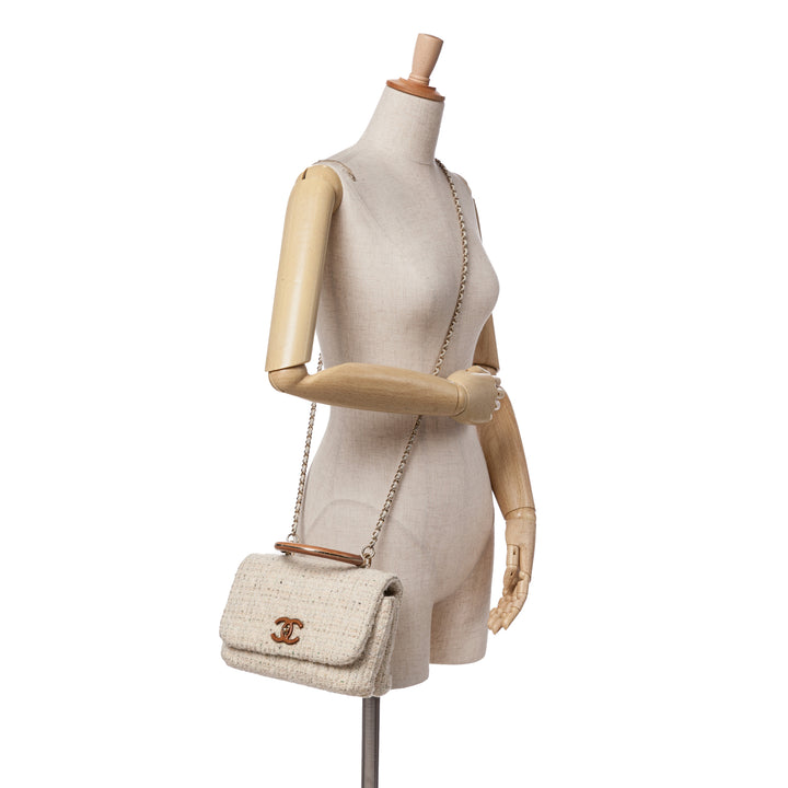 Tweed Knock on Wood Satchel White - Gaby Paris