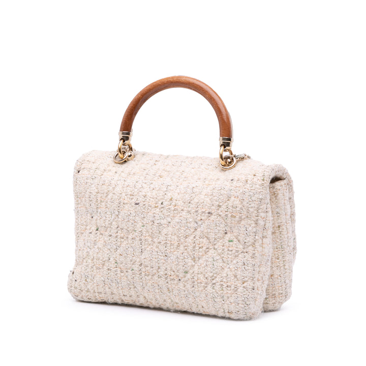 Tweed Knock on Wood Satchel White - Gaby Paris
