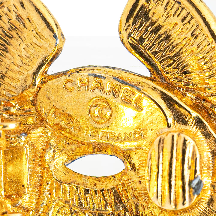 Gold Plated CC Quilted Clip On Earrings Gold - Gaby Paris