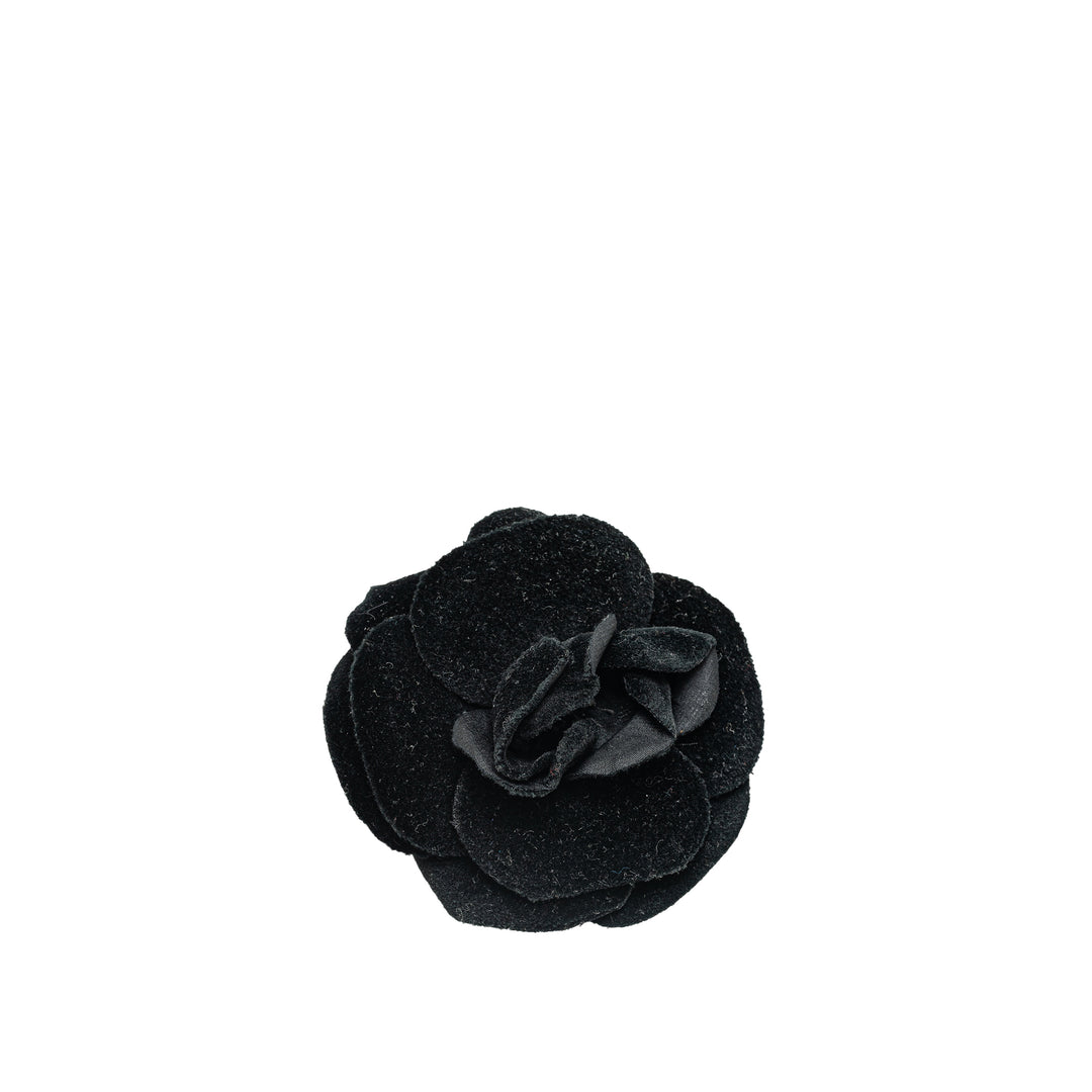 Velvet Camellia Brooch Black - Gaby Paris