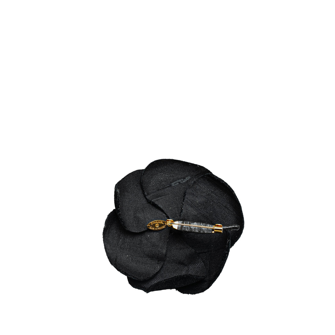 Velvet Camellia Brooch Black - Gaby Paris