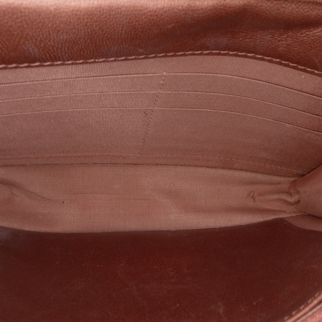 Chanel CC Quilted Métallisé Cuir d’agneau Enamel Wallet On Chain Marron – GABY PARIS Authentique