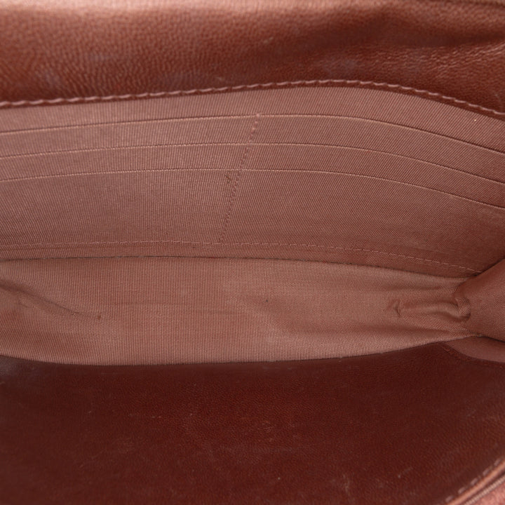 Chanel CC Quilted Métallisé Cuir d’agneau Enamel Wallet On Chain Marron – GABY PARIS Authentique