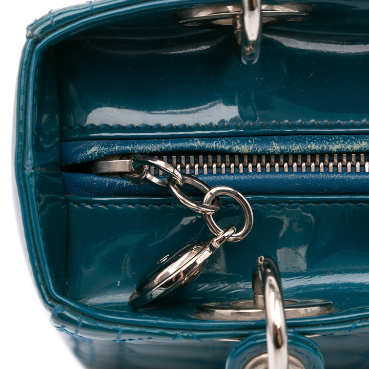 Medium Patent Cannage Lady Dior Blue - Gaby Paris