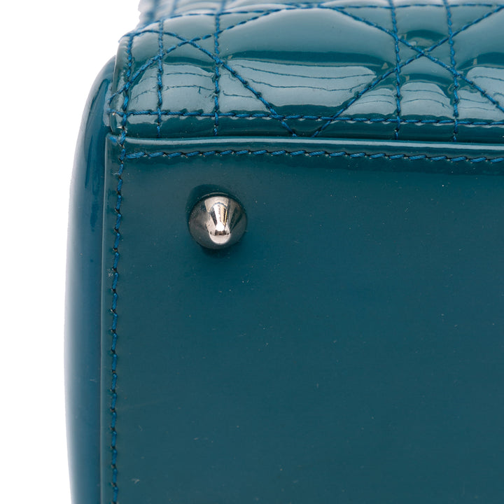Medium Patent Cannage Lady Dior Blue - Gaby Paris