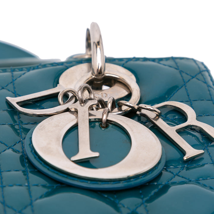 Medium Patent Cannage Lady Dior Blue - Gaby Paris