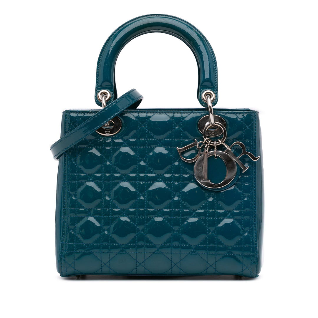 Medium Patent Cannage Lady Dior Blue - Gaby Paris