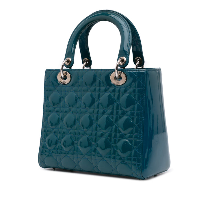 Medium Patent Cannage Lady Dior Blue - Gaby Paris