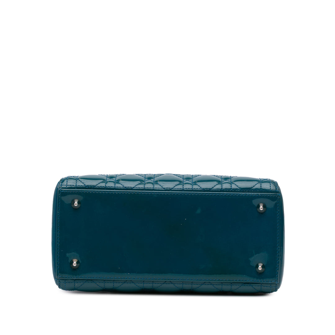 Medium Patent Cannage Lady Dior Blue - Gaby Paris