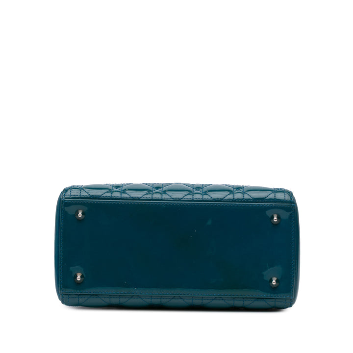 Medium Patent Cannage Lady Dior Blue - Gaby Paris