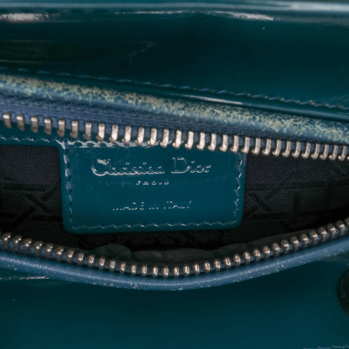 Medium Patent Cannage Lady Dior Blue - Gaby Paris