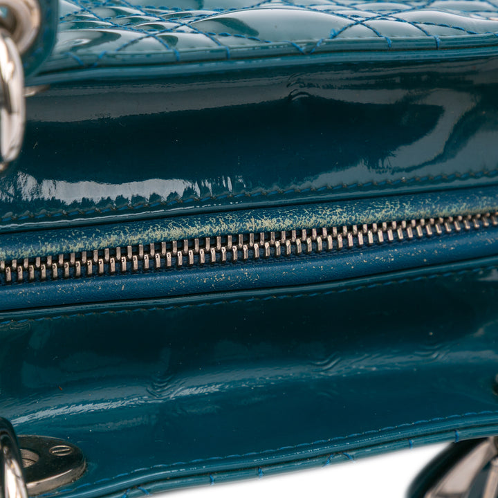 Medium Patent Cannage Lady Dior Blue - Gaby Paris