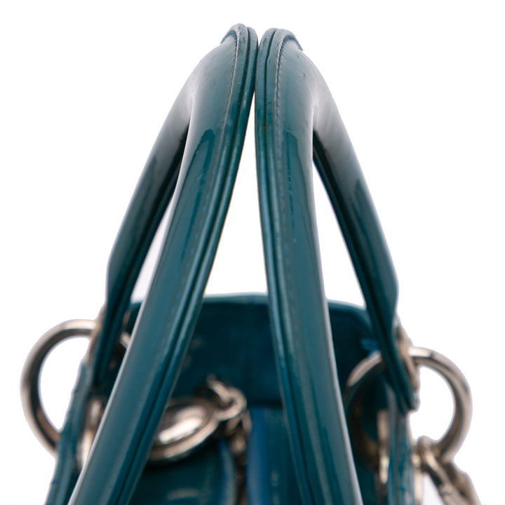 Medium Patent Cannage Lady Dior Blue - Gaby Paris