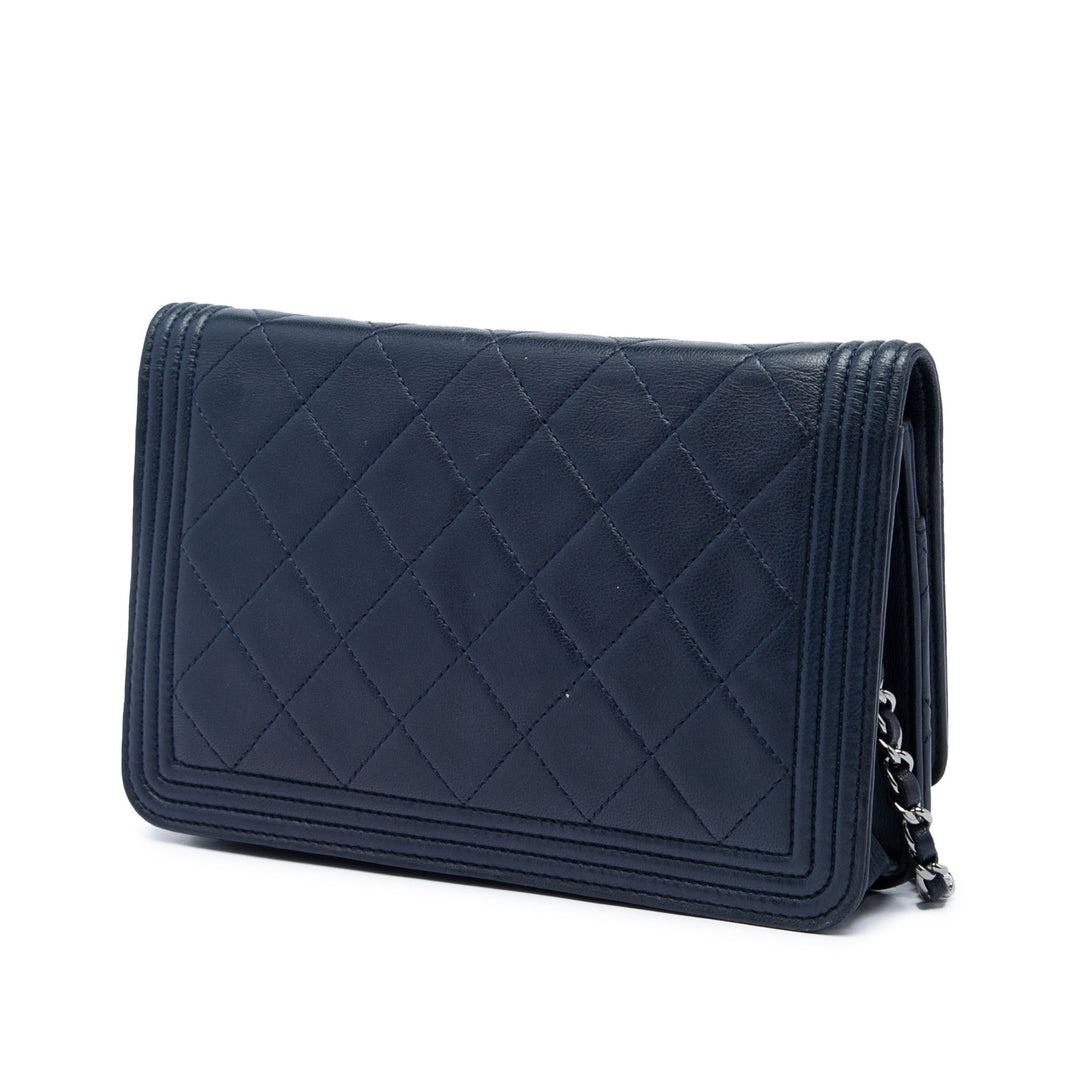 Chanel Matelassé Boy Wallet on Chain Cuir d'agneau Bleu