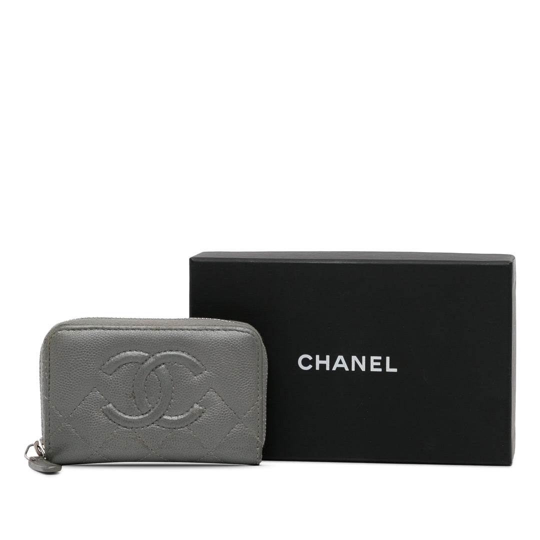 CC Caviar Zip Coin Pouch Gray - Gaby Paris