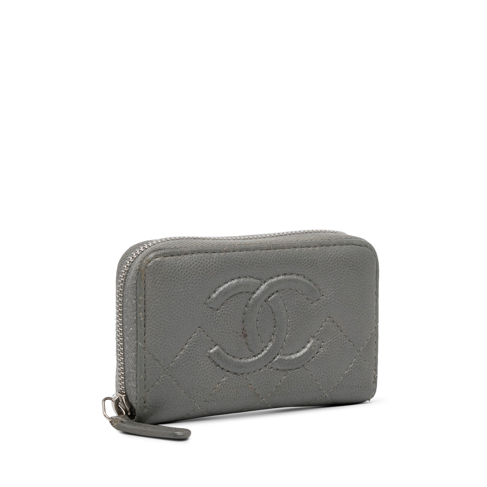 CC Caviar Zip Coin Pouch Gray - Gaby Paris