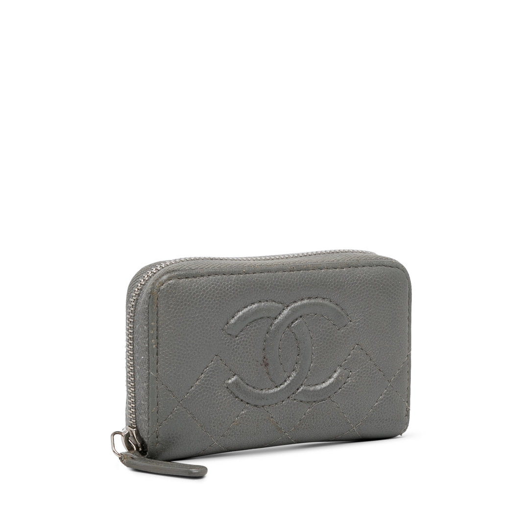 CC Caviar Zip Coin Pouch Gray - Gaby Paris