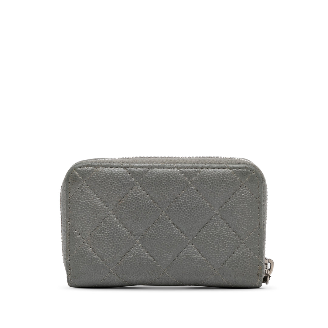 CC Caviar Zip Coin Pouch Gray - Gaby Paris