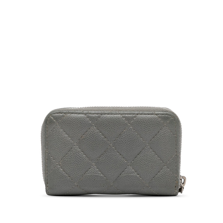 CC Caviar Zip Coin Pouch Gray - Gaby Paris