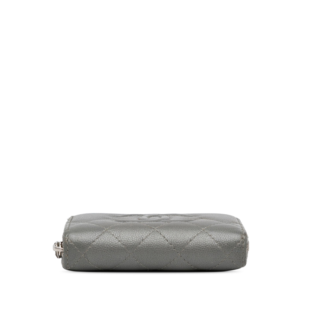 CC Caviar Zip Coin Pouch Gray - Gaby Paris