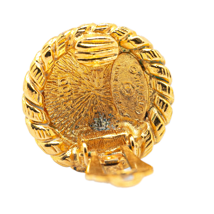 Gold Plated CC Round Clip on Earrings Gold - Gaby Paris