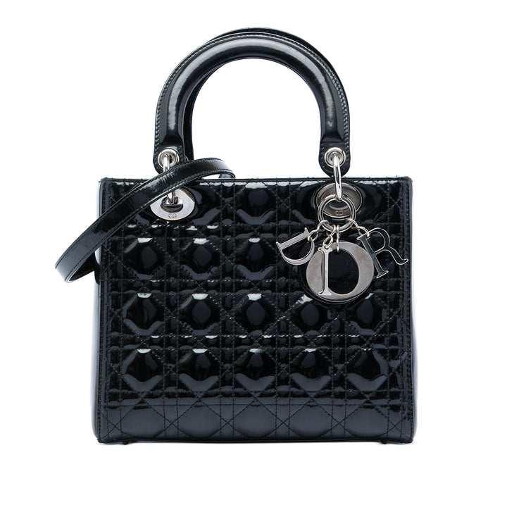 Dior Medium Cuir verni Cannage Lady Dior
