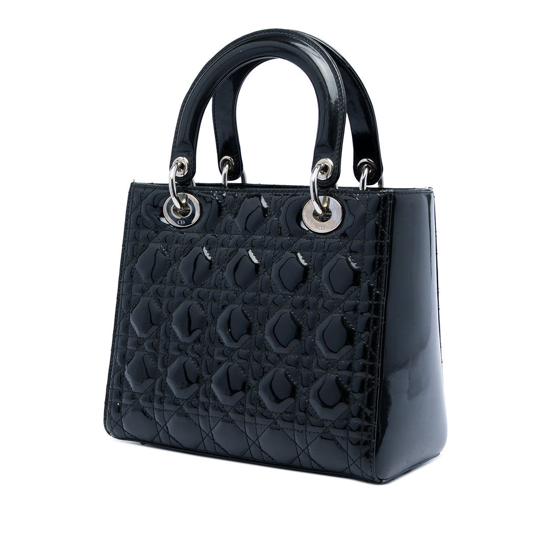 Dior Medium Cuir verni Cannage Lady Dior