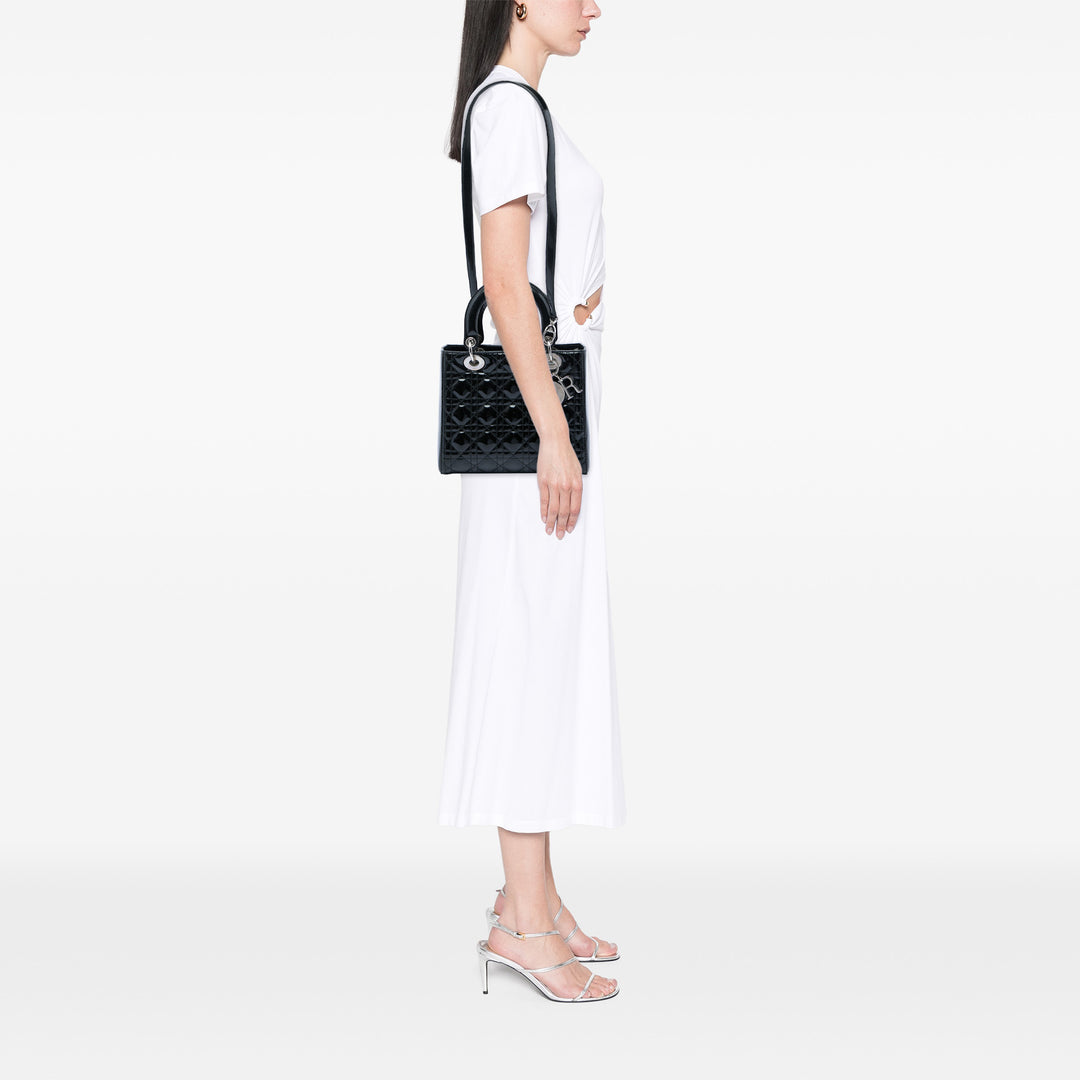 Dior Medium Cuir verni Cannage Lady Dior