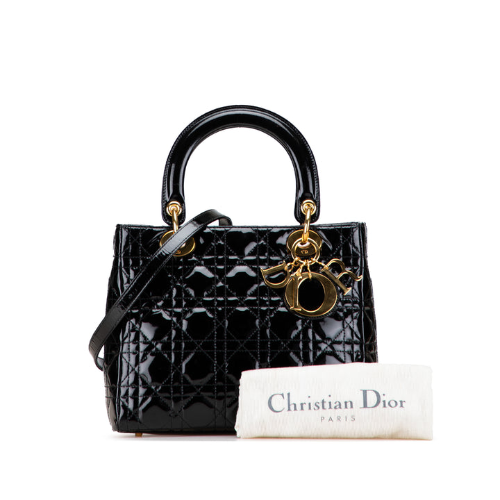 Dior Medium Cuir verni Cannage Lady Dior