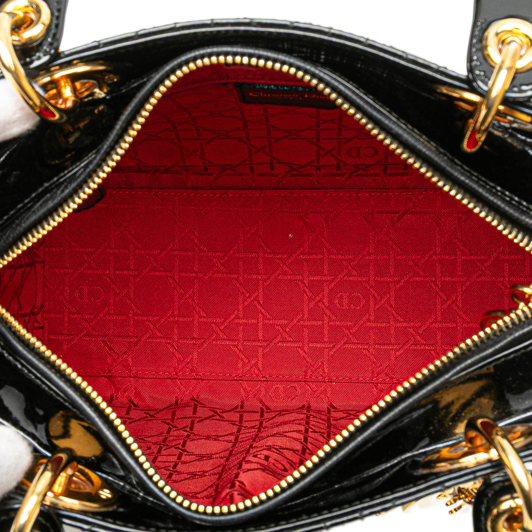 Dior Medium Cuir verni Cannage Lady Dior