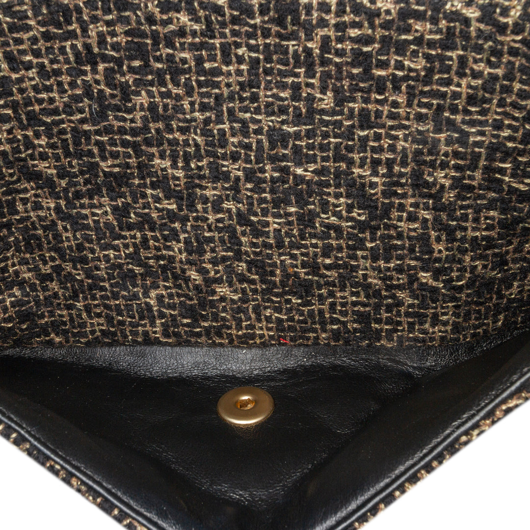 Medium Classic Tweed Double Flap Black - Gaby Paris