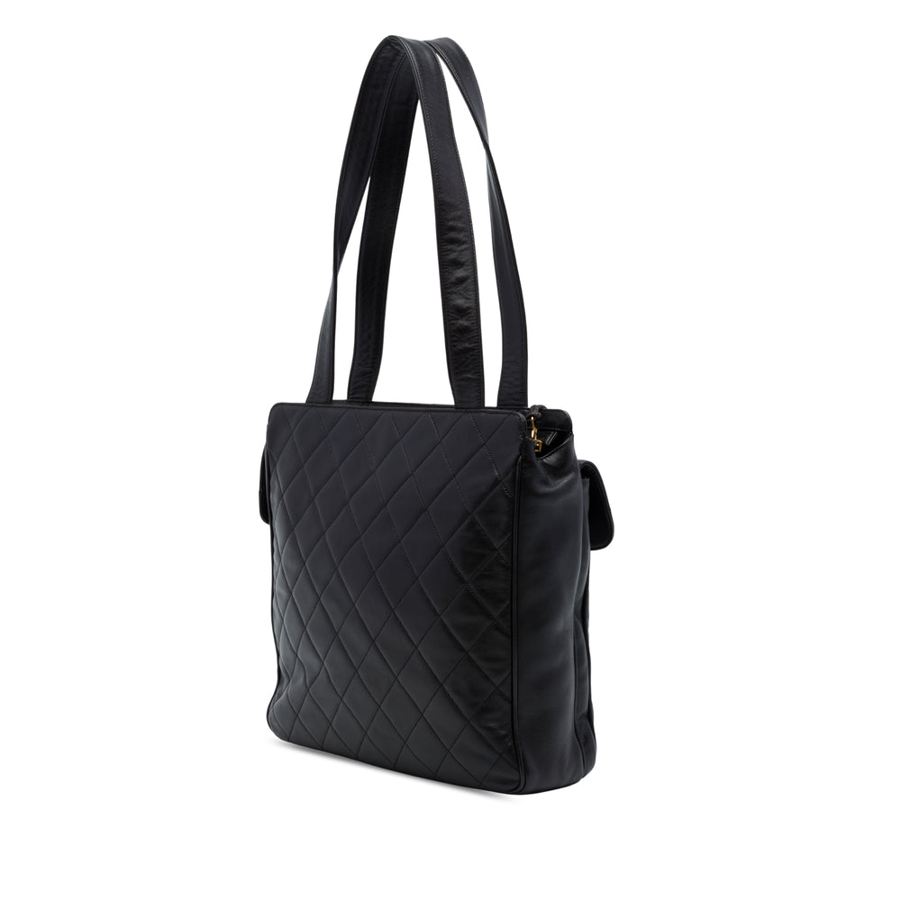Chanel CC Matelassé Poche avant Cabas Cuir d'agneau Noir – vue 2 – GABY PARIS