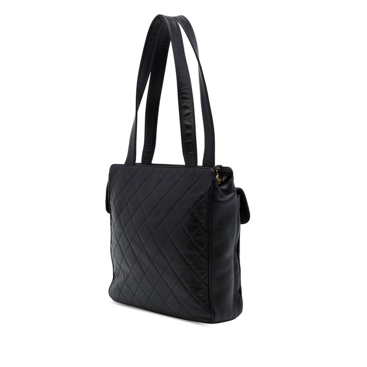 Chanel CC Matelassé Poche avant Cabas Cuir d'agneau Noir – vue 2 – GABY PARIS