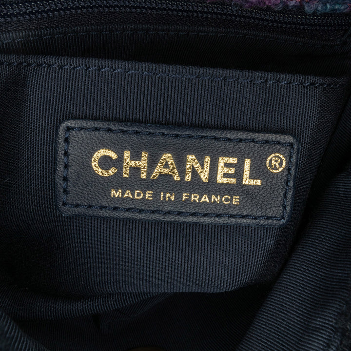 Chanel Mini Square Classic Multicolor Shearling Single Flap Blue - GABY PARIS