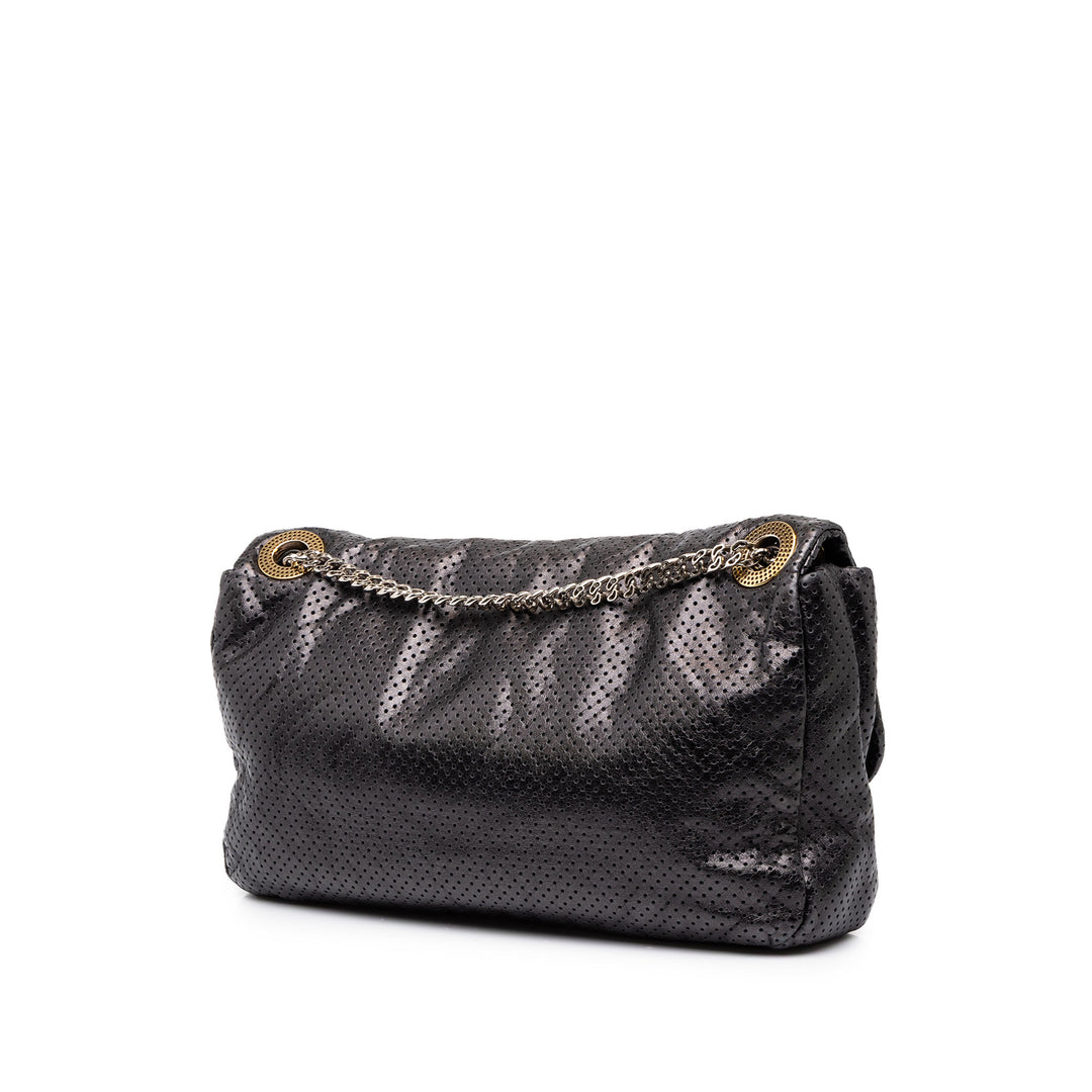 Chanel perforé Reissue 2.55 Drill à rabat Moyen Cuir de veau Noir – vue 2 – GABY PARIS