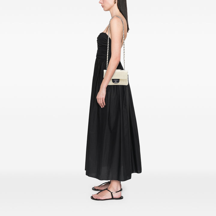 Chanel CC Bicolor Woven Cuir d’agneau et Cuir verni à rabat