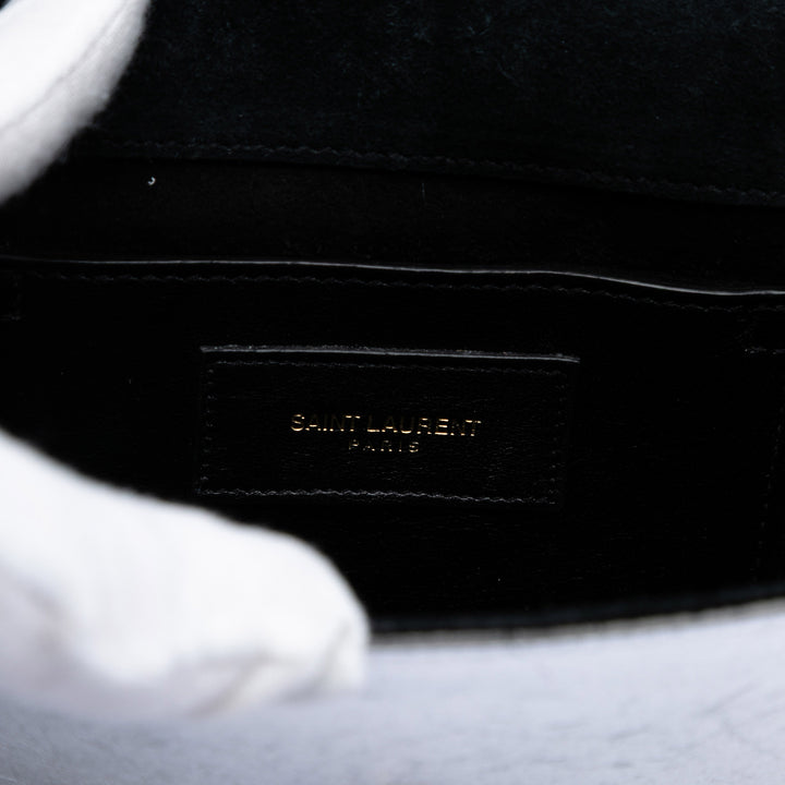 Saint Laurent Small Metallic Cuir de veau Monogram Kate Pompon Sac porté croisé