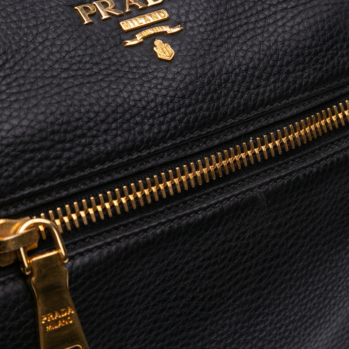 Vitello Daino Zip Top Satchel Black - Gaby Paris