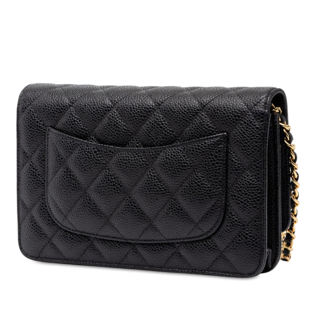 CC Matelassé Wallet on Chain Cuir caviar Noir